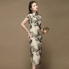 上海旗袍厂AYK-QF-200413-7雪纺印花短袖长旗袍立领修身复古连衣裙2021夏新品国潮优雅女装 商品缩略图2