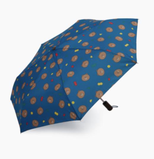 韩国 可爱 Line Friends棕色防紫外线海军3层自动伞JPY带授权招加盟代理 商品图0