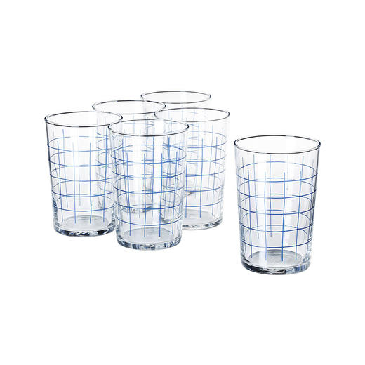 IKEA 宜家 SPORADISK 斯波拉狄斯可 杯子 透明玻璃 方格图案 46 厘升 商品图0