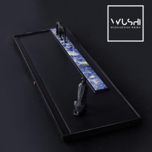 原创设计轻奢现代简约天然整块乌金石大茶盘北欧高档带排水式茶台大者01玻利维亚蓝 商品图3