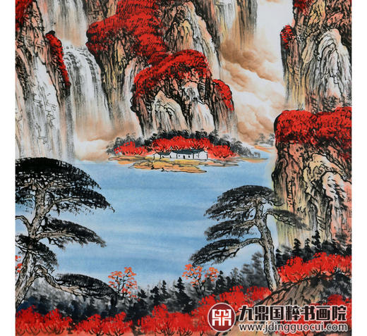 侯志明《山聚仙霞满横潭》68*138cm 山水竖幅作品 玄关/客厅挂画 商品图5