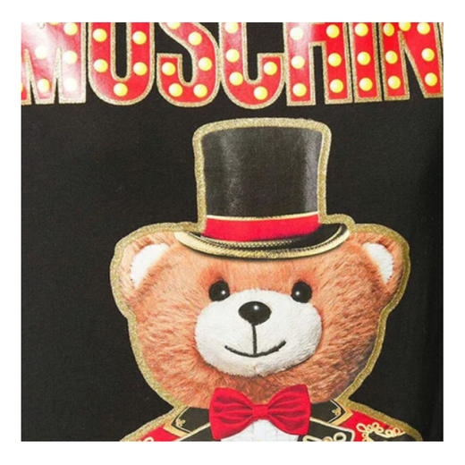 MOSCHINO 莫斯奇诺 圣诞熊 字母图案 女士短袖T恤 黑色 0708 0540 3555 商品图3