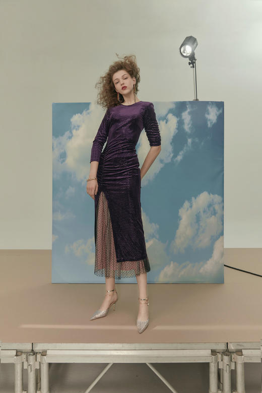 westory女鞋2021夏季新款包头尖头高跟细跟一字带凉鞋W21AH52761 商品图1