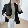 黑色无扣中长款西装外套（配送定制丝巾） 商品缩略图4