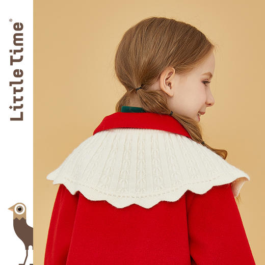 littletime童装毛织小披肩 2021春装新款复古提花系带百搭方便 商品图3