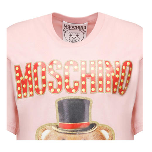 MOSCHINO COUTURE 莫斯奇诺 圣诞熊女士T恤 字母图案 粉色 0702 0540 3224 商品图3