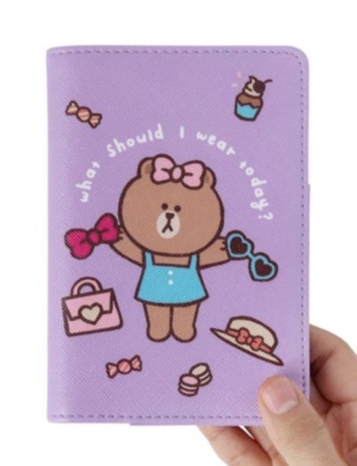韩国 可爱 Line Friends巧克力浅紫色护照套JPY带授权招加盟代理 商品图0