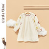 littletime童装杏仁黄连衣裙 2021春装新款花瓣领刺绣温柔长款裙 商品缩略图1