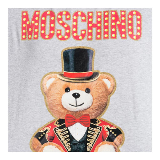MOSCHINO 莫斯奇诺 圣诞熊 字母图案 女士短袖T恤 灰色 0708 0540 3485 商品图3