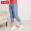 班尼路2021年春夏新款松紧腰纯色休闲裤女七分裤小脚纯棉哈伦裤 商品缩略图0