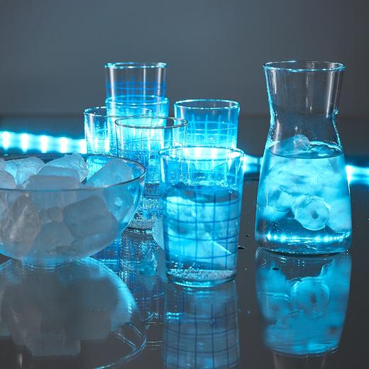 IKEA 宜家 SPORADISK 斯波拉狄斯可 杯子 透明玻璃 方格图案 46 厘升 商品图2