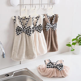 家减尘除菠萝格蝴蝶结小衣服/J8154家居清洁擦手巾新品（颜色随机）