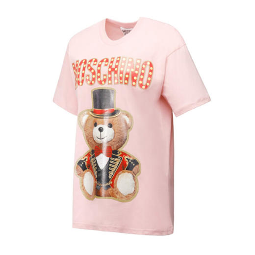 MOSCHINO COUTURE 莫斯奇诺 圣诞熊女士T恤 字母图案 粉色 0702 0540 3224 商品图1