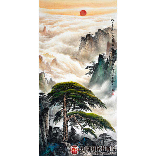 侯志明《旭日东升仙客来》68*138cm 山水竖幅作品 玄关/客厅挂画 商品图1