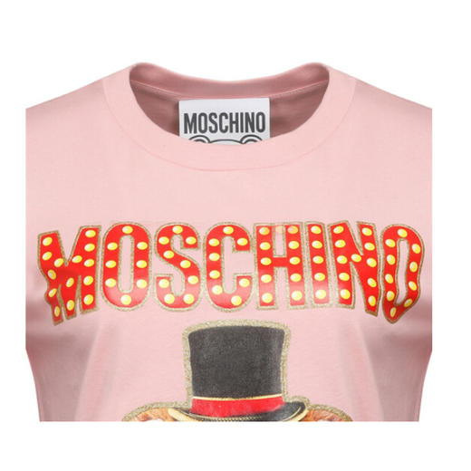 MOSCHINO 莫斯奇诺 圣诞熊 字母图案 女士短袖T恤 粉色 0708 0540 3224 商品图2