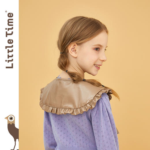 littletime童装荷叶边拼接小披肩 2021春装新款系带可搭假领子 商品图3