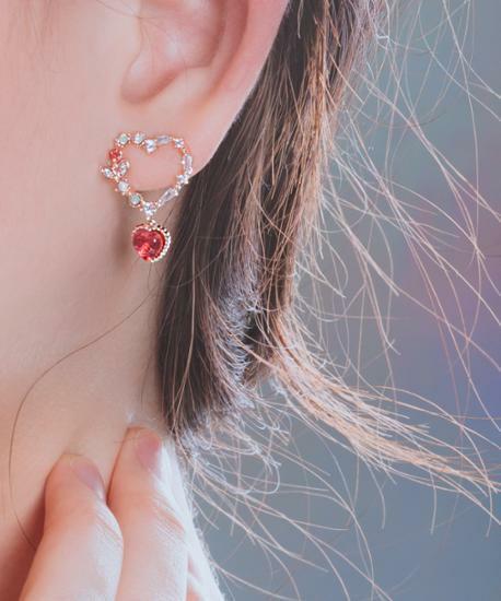 韩国Wingbling爱之光耳环（红色）白雪爱心公主Olive YoungJPY带授权招加盟代理 商品图0