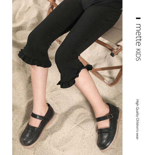 【弹力防皱】mettekids童装不规则荷叶边七分裤女童春新款休闲裤 商品图1