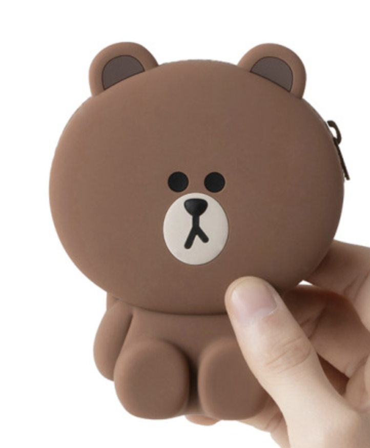 韩国 可爱 Line Friends棕色硅胶卡袋JPY带授权招加盟代理