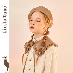 littletime童装荷叶边拼接小披肩 2021春装新款系带可搭假领子