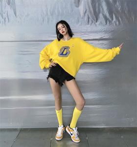 特价秒杀 张天爱同款新款SMFK/NBA合作款黄色湖人篮球卫衣男女外套CP004LAY.潮快闪[福利品]