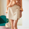 欧芮儿新款高腰显瘦不规则半身裙女气质百搭A字杏色短裙 商品缩略图0