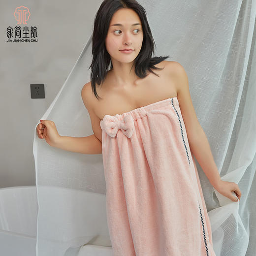 家减尘除蝴蝶结经编珊瑚绒浴裙J8150家居清洁新品（颜色随机） 商品图0