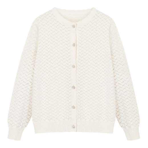 【棉+蚕丝针织外套】童装镂空针织开衫女童春新款短毛衣外套 商品图7