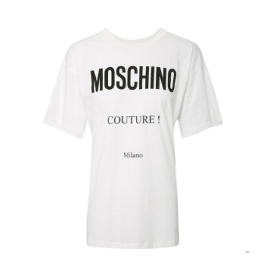 MOSCHINO 莫斯奇诺 女士白色棉质logo印花图案短袖T恤 0702 5540 1002 商品图0