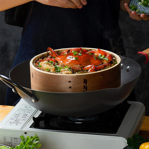 积分换购 | 单手掂出美妙滋味 | 悦味 元器铁炒锅无涂层不挑铲 燃气灶电磁炉适用 少油烟锅具32cm[福利品] 商品图4