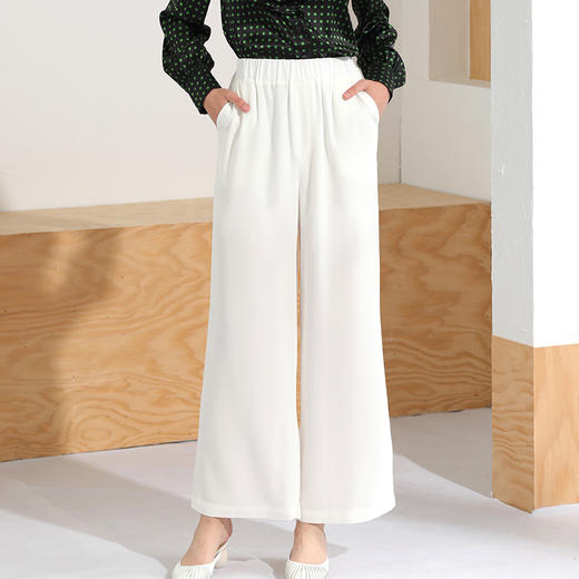 丁摩 百搭通勤立体直通阔腿垂坠感醋酸柔软顺滑女长裤Q121083-DS399 商品图2