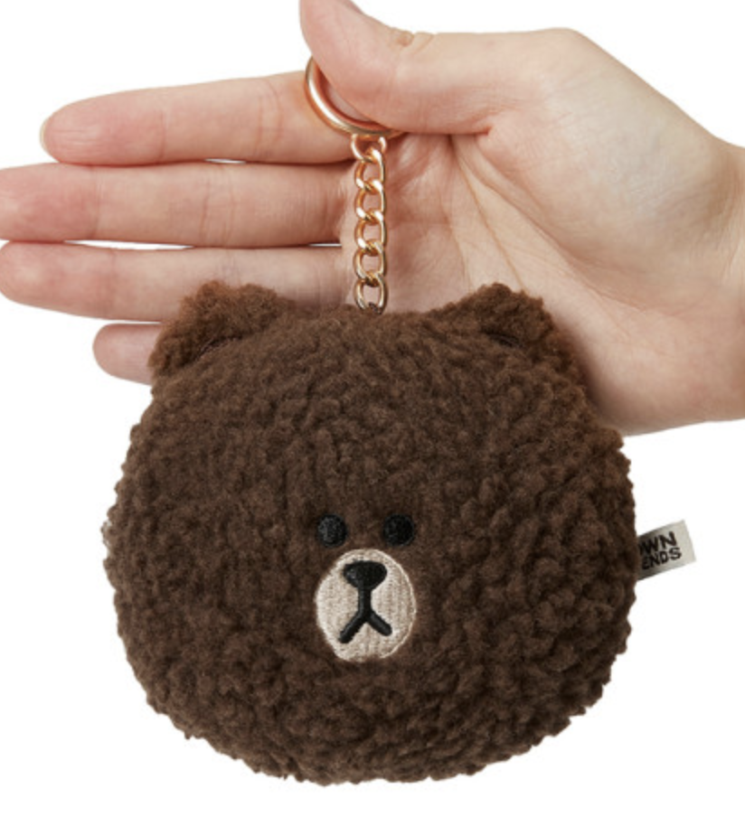 韩国 可爱 Line Friends 棕色小册子镜包魅力JPY带授权招加盟代理