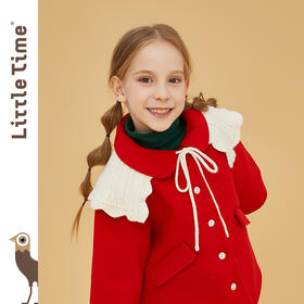 littletime童装毛织小披肩 2021春装新款复古提花系带百搭方便