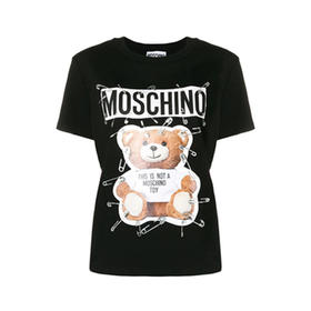 MOSCHINO 莫斯奇诺 女士棉质短袖印花T恤衫 黑色 0712 5526 1555