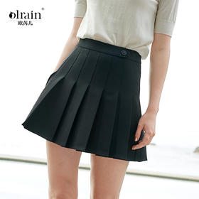 欧芮儿春装梭织料压折小半裙