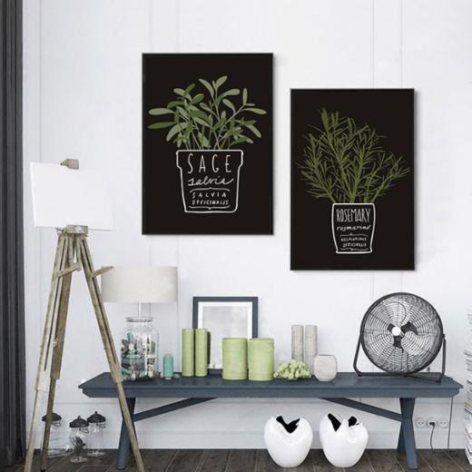 【装饰画】*现代简约植物创意黑底装饰画 商品图2