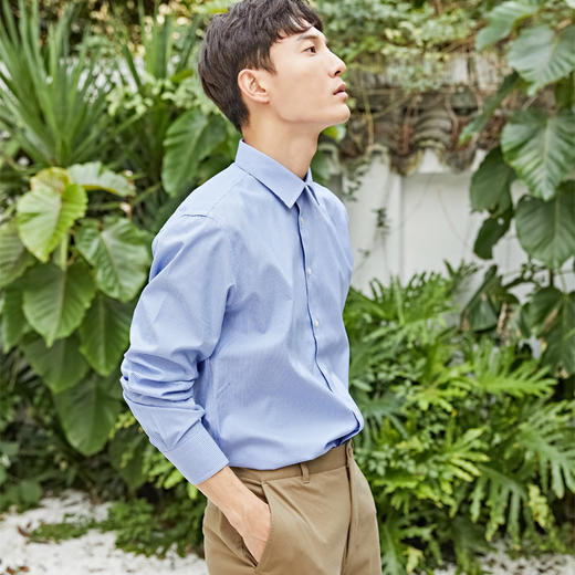 METTE2019秋冬新款长袖衬衫男中青年商务休闲纯棉衬衣格子上衣 商品图3