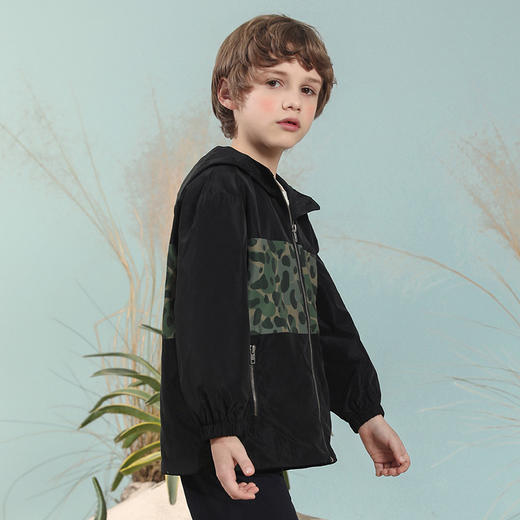 【防风吸汗】mettekids童装拼接连帽风衣男童春季新款休闲短外套 商品图3