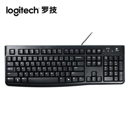 罗技k120有线键盘外接笔记本电脑台式机家用防水办公打字专用即插即用人体工学luoji游戏键盘USB接口 商品图0