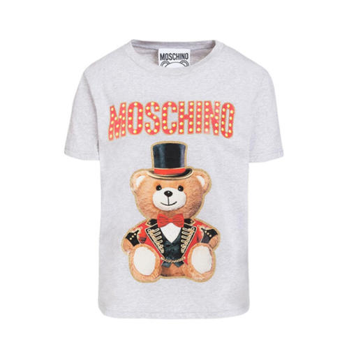 MOSCHINO 莫斯奇诺 圣诞熊 字母图案 女士短袖T恤 灰色 0708 0540 3485 商品图0