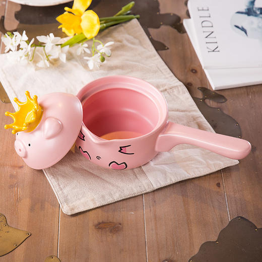 嘿猪猪耐热陶瓷单柄奶锅P801-1-1000ML泡面锅汤锅辅食锅 商品图3