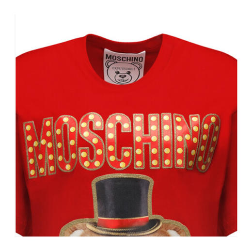MOSCHINO COUTURE 莫斯奇诺 圣诞熊女士T恤 字母图案 红色 0702 0540 3115 商品图3
