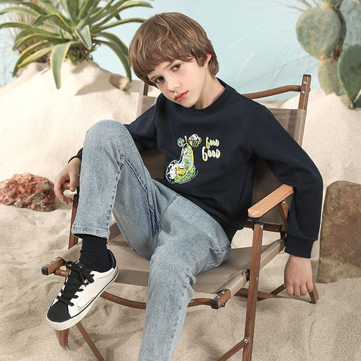 【透气弹力棉】mettekids童装圆领长袖印花卫衣男童春季新款T恤 商品图2