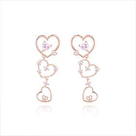 韩国Wingbling可爱爱心长款耳环爱豆同款（粉红色）Olive YoungJPY带授权招加盟代理