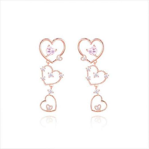 韩国Wingbling可爱爱心长款耳环爱豆同款（粉红色）Olive YoungJPY带授权招加盟代理 商品图0