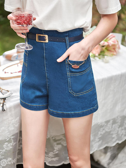 欧芮儿短款牛仔裤女2021春夏新款高腰显瘦时髦气质休闲百搭A字裤 商品图1