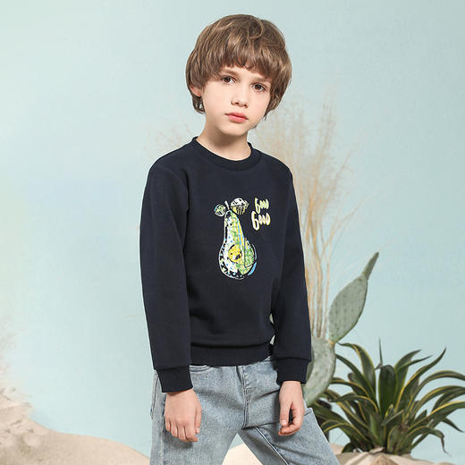 【透气弹力棉】mettekids童装圆领长袖印花卫衣男童春季新款T恤 商品图3