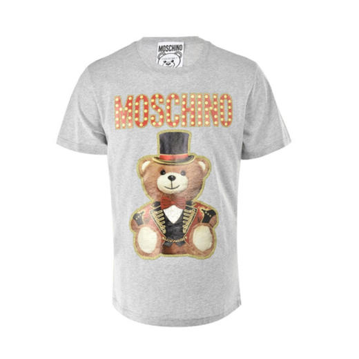 MOSCHINO 莫斯奇诺 西装熊男士T恤 字母图案 灰色 0708 0240 1485 商品图0