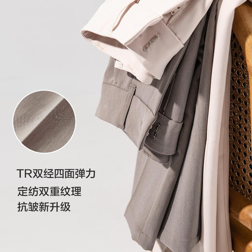 【初棉】 实力派 免烫抗皱西装裤女高腰显瘦 直筒烟管裤黑色休闲西裤 商品图3