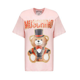 MOSCHINO COUTURE 莫斯奇诺 圣诞熊女士T恤 字母图案 粉色 0702 0540 3224